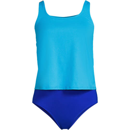 Women's Chlorine Resistant One Piece Scoop Neck Fauxkini Swimsuit - Secondary