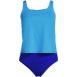 Women's Chlorine Resistant One Piece Scoop Neck Fauxkini Swimsuit, Front