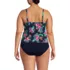 Women's Plus Size Chlorine Resistant One Piece Scoop Neck Fauxkini Swimsuit, Back
