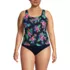 Women's Plus Size Chlorine Resistant One Piece Scoop Neck Fauxkini Swimsuit, Front