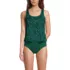 Women's Chlorine Resistant One Piece Scoop Neck Fauxkini Swimsuit, Front