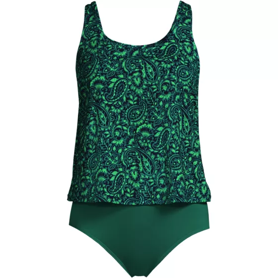 Women's Chlorine Resistant One Piece Scoop Neck Fauxkini Swimsuit - primary