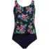 Women's Plus Size Chlorine Resistant One Piece Scoop Neck Fauxkini Swimsuit, Front