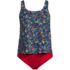 Women's Plus Size Chlorine Resistant One Piece Scoop Neck Fauxkini Swimsuit, Front