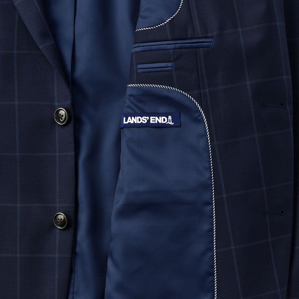 Men's Regular Fit Patterned Wool Blend Sport Coat | Lands' End