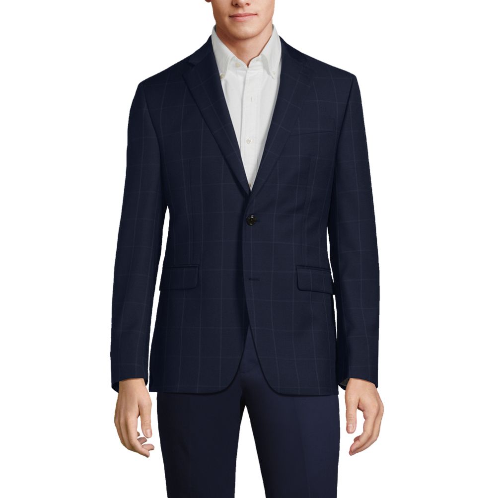 Men's Regular Fit Patterned Wool Blend Sport Coat | Lands' End