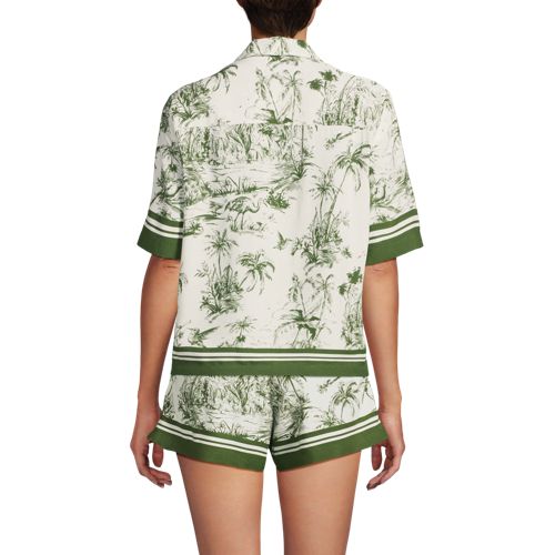 Women's Rayon Short Sleeve Camp Shirt, Back