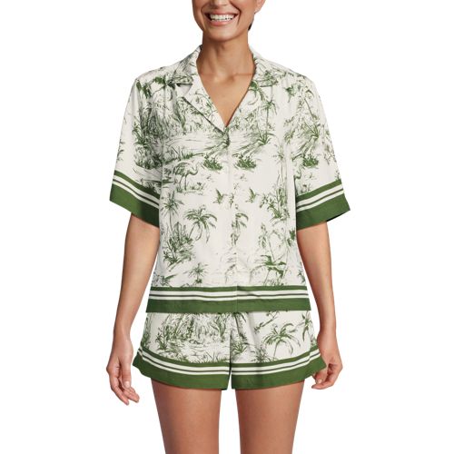Women's Rayon Short Sleeve Camp Shirt, Front