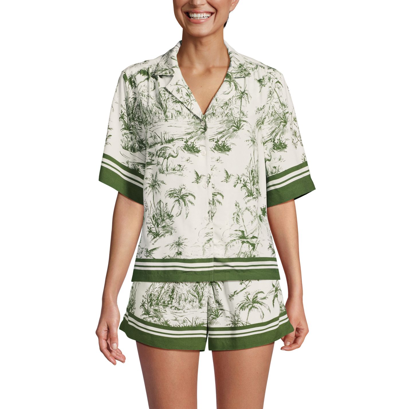 Women's Rayon Short Sleeve Camp Shirt
