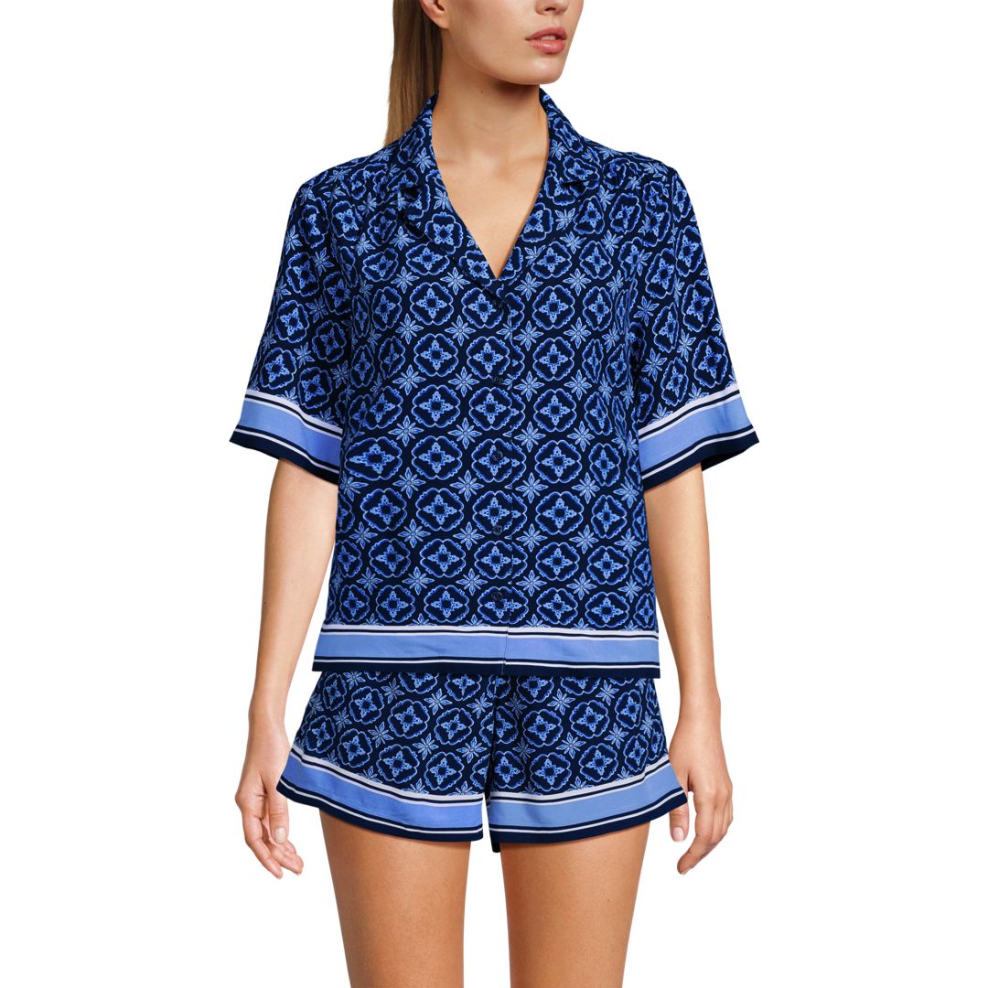 Women's Rayon Short Sleeve Camp Shirt