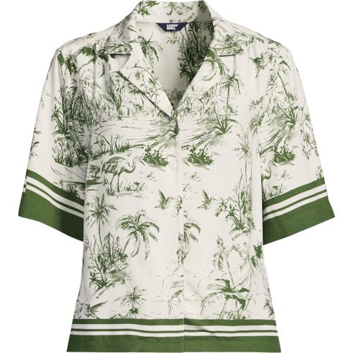 Women's Rayon Short Sleeve Camp Shirt, Front