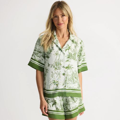 Women's Rayon Short Sleeve Camp Shirt, Front