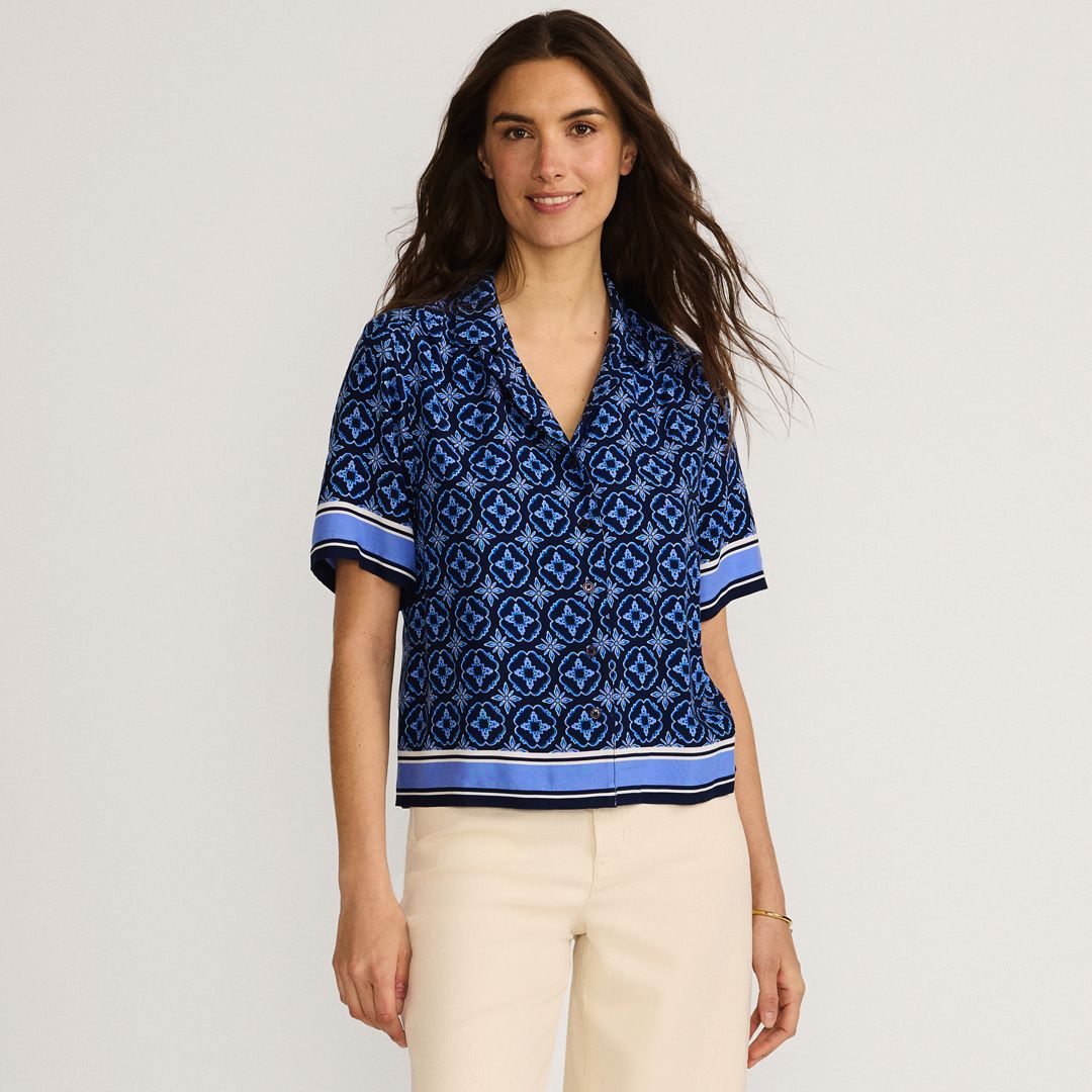 Women's Rayon Short Sleeve Camp Shirt