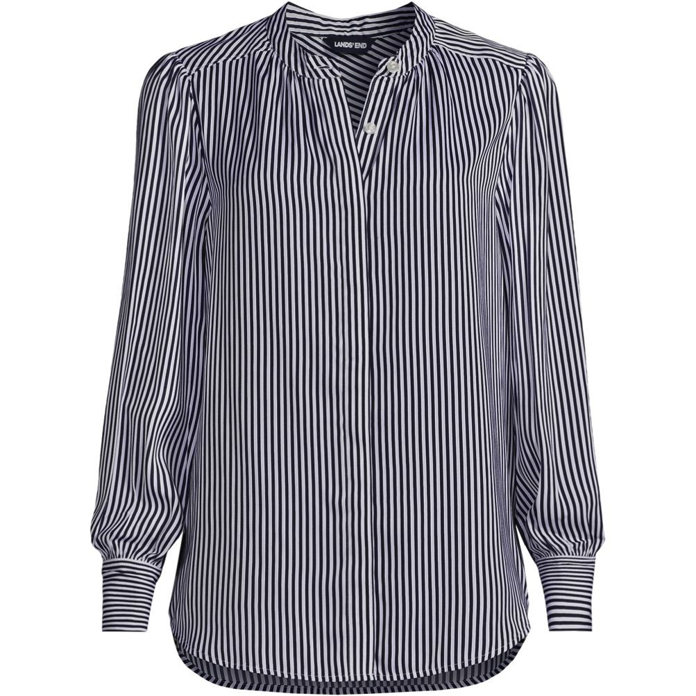 Women's Banded Collar Button Front Shirt