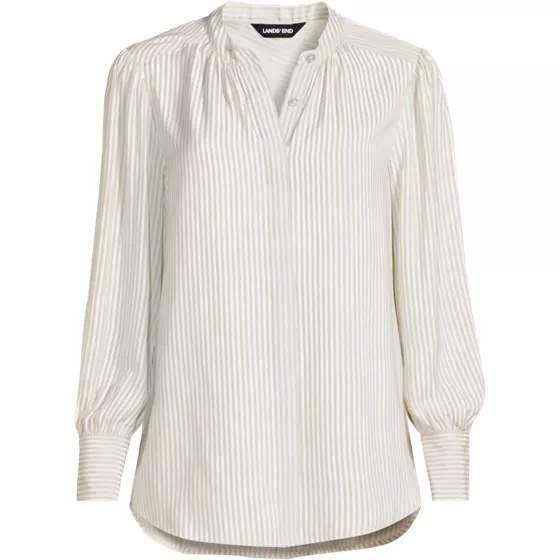 Women's Banded Collar Button Front Shirt - primary