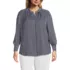 Women's Plus Size Banded Collar Button Front Shirt, Front