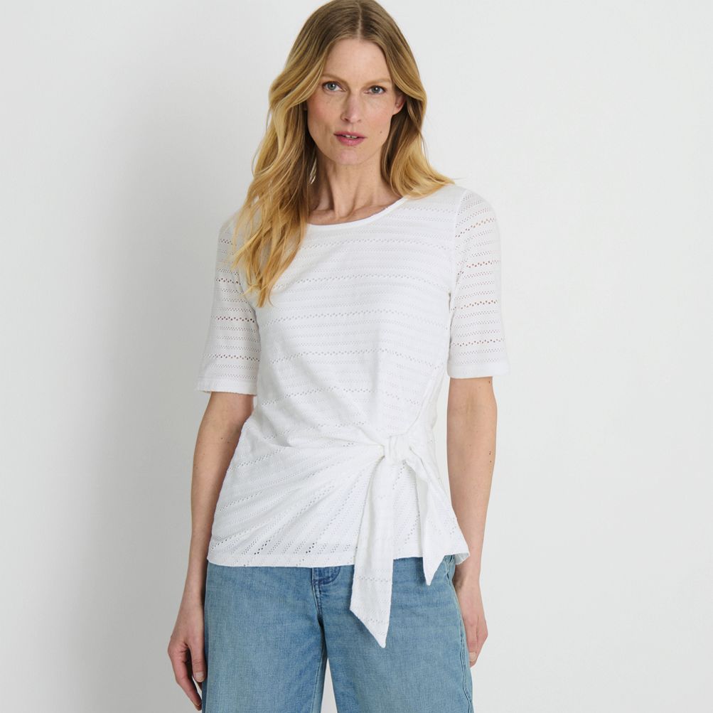 人気ブラドン Jersey Lightweight Women's Eyelet End Lands' | Top Tie Side トップス