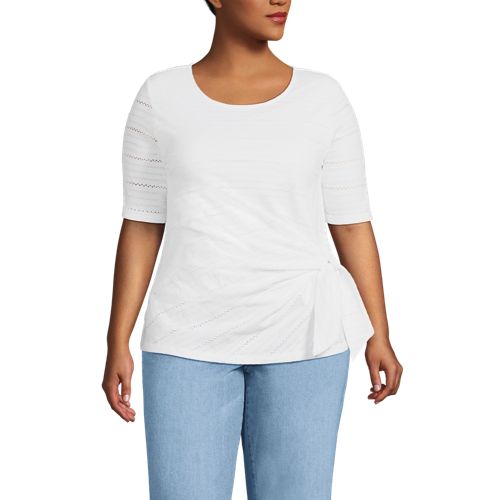 売れ筋商品|||ランズエンド カットソー トップス レディース Plus Size Mariner Jersey Boatneck Top Oyster Lands' End Women's Mariner Jersey Boatneck Top X-Small