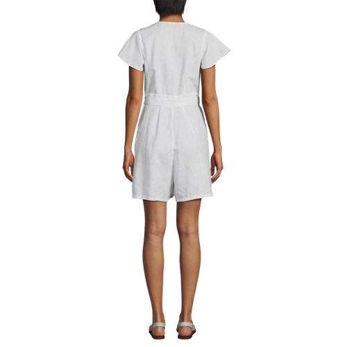 Women's Flutter Sleeve Linen Romper - image 3