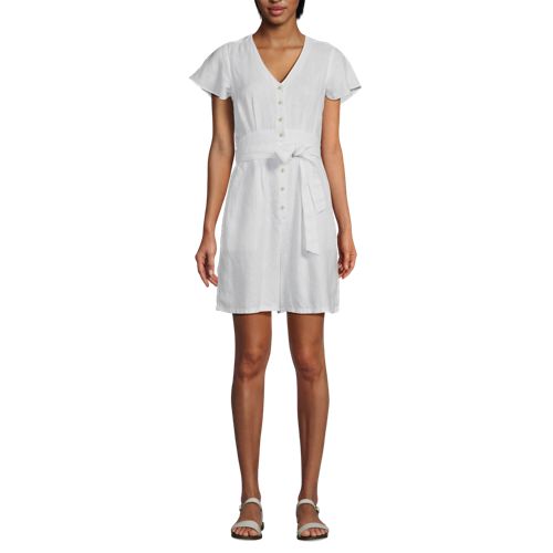 Women's Flutter Sleeve Linen Romper - image 4