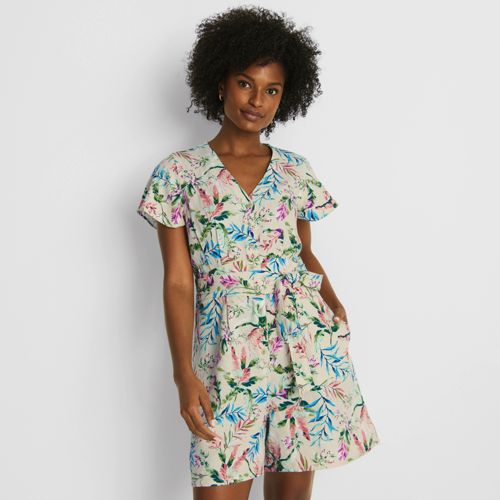 Women's Flutter Sleeve Linen Romper, alternative image