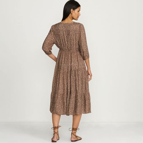  Lands' End Midikleid Mit Stufenrock, Damen, Größe:44-46 Regular, Braun, By Lands' End 