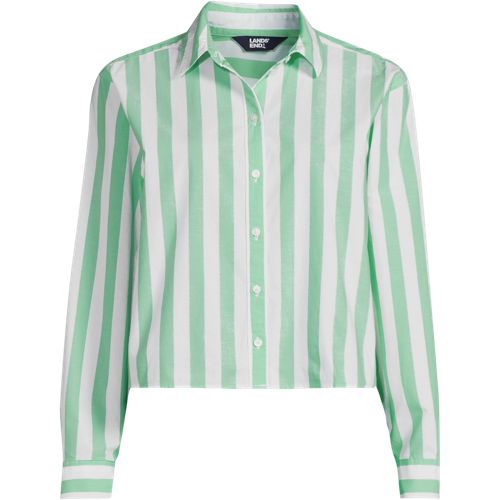 売れ筋商品|||ランズエンド カットソー トップス レディース Women's No Iron Boxy Cropped Shirt White Lands' End No Iron Boxy Cropped Shirt in White | Lyst
