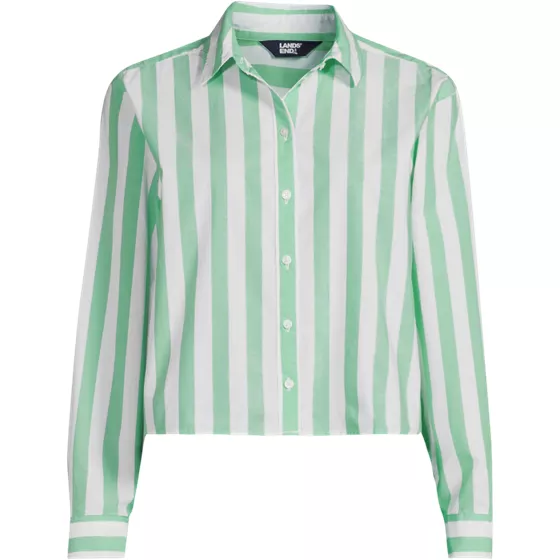 Women's Cotton Cropped Long Sleeve Shirt - primary