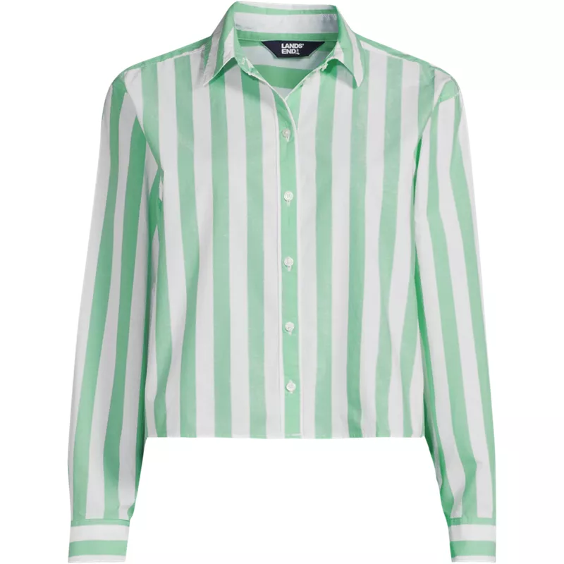 Women's Cotton Cropped Long Sleeve Shirt, Front