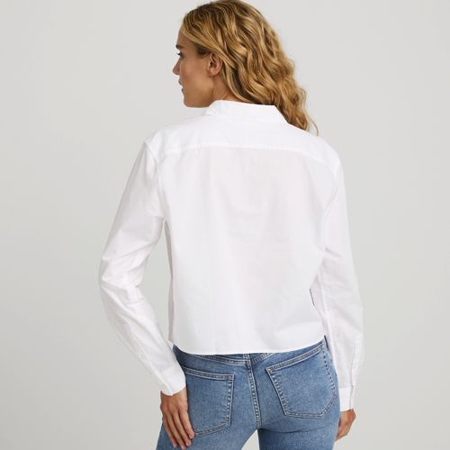 Women's Cotton Cropped Long Sleeve Shirt, Back
