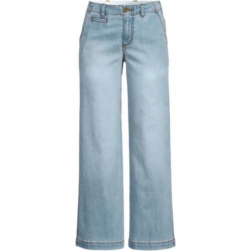 Women's Mid Rise Denim Wide Leg Ankle Jeans, Front