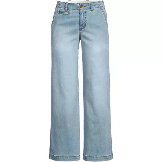 Women's Mid Rise Denim Wide Leg Ankle Jeans - primary