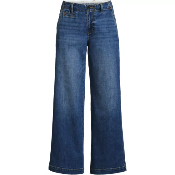 Women's Plus Size Mid Rise Denim Wide Leg Ankle Jeans - primary