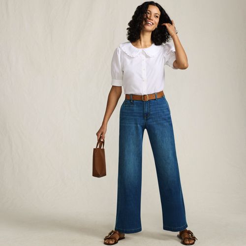 売れ筋商品|||ランズエンド カットソー トップス レディース Plus Size Drapey Rib Fitted Short Sleeve Mini T-Shirt White Women's Drapey Rib Fitted Short Sleeve Mini T-Shirt | Lands' End