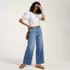 Women's Mid Rise Denim Wide Leg Ankle Jeans, alternative image