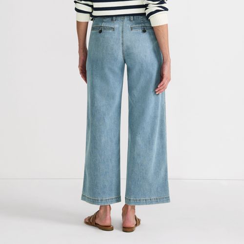Women's Mid Rise Denim Wide Leg Ankle Jeans, Back