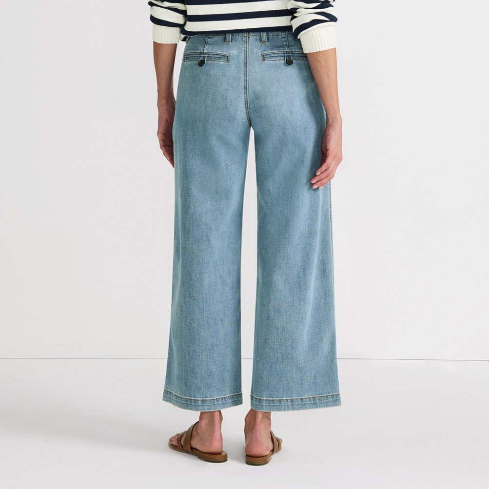 Women's Mid Rise Denim Wide Leg Ankle Jeans | Lands' End