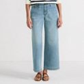 Women's Mid Rise Denim Wide Leg Ankle Jeans