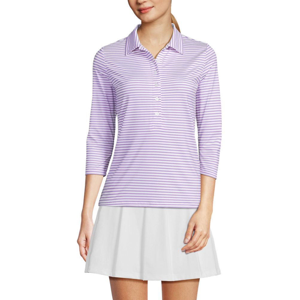 売れ筋商品|||ランズエンド カットソー トップス レディース Women's 3/4 Sleeve Active Polo Shirt Julep phlox floral Women's 3/4 Sleeve Active Polo Shirt | Lands' End