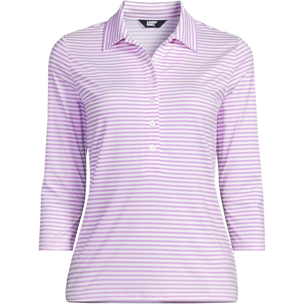 売れ筋商品|||ランズエンド カットソー トップス レディース Women's Long Sleeve Feminine Fit Interlock Polo Shirt Ice pink Lands' End Women's Long Sleeve Feminine Fit Interlock Polo