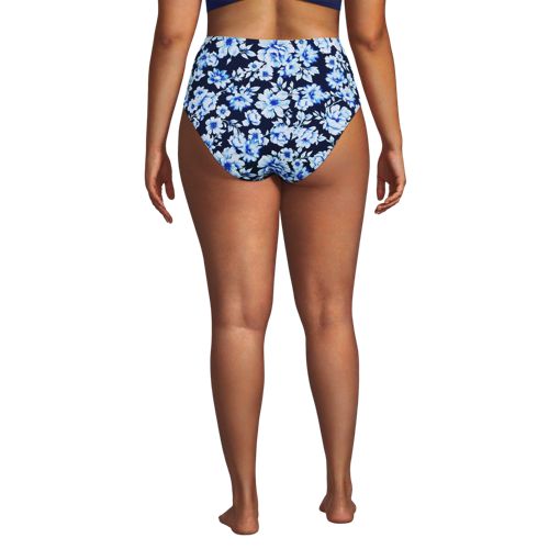  Lands' End High Waist Bikinihose, Leichtes Shaping, Damen, Größe:48 Plus, Blau, Elasthan/nylon-mischung, By Lands' End 
