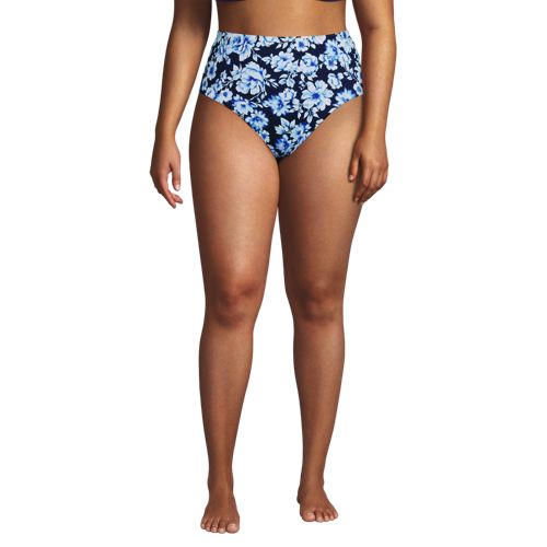  Lands' End High Waist Bikinihose, Leichtes Shaping, Damen, Größe:48 Plus, Blau, Elasthan/nylon-mischung, By Lands' End 