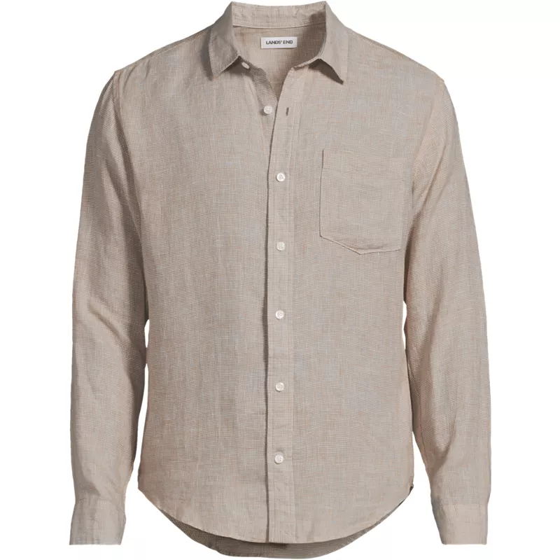 Men's Long Sleeve Linen Shirt, Front