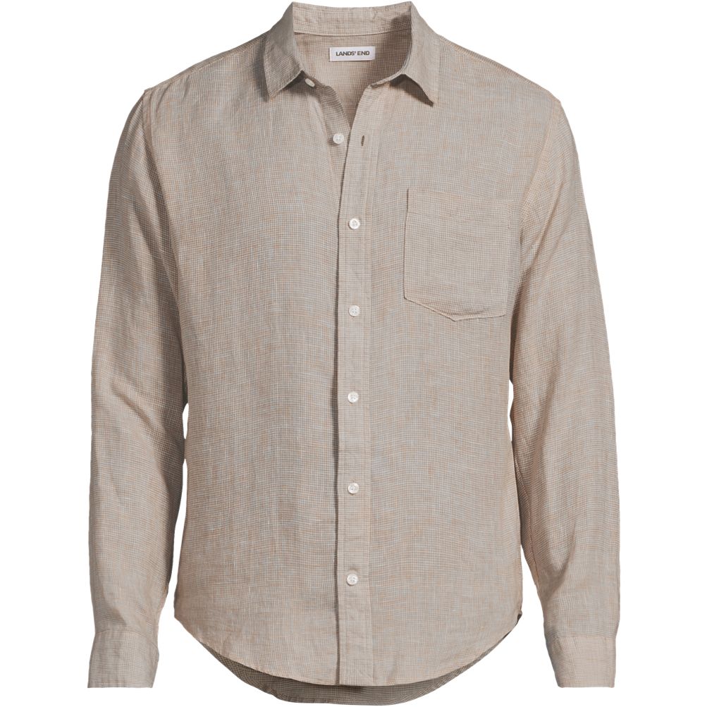 Men's Long Sleeve Linen Shirt | Lands' End