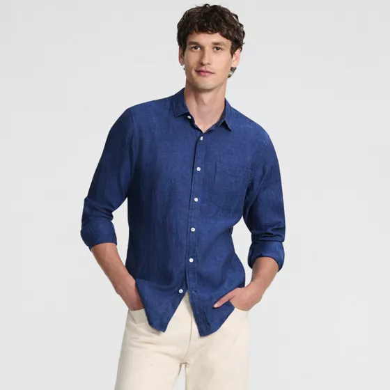 Men's Long Sleeve Linen Shirt - primary