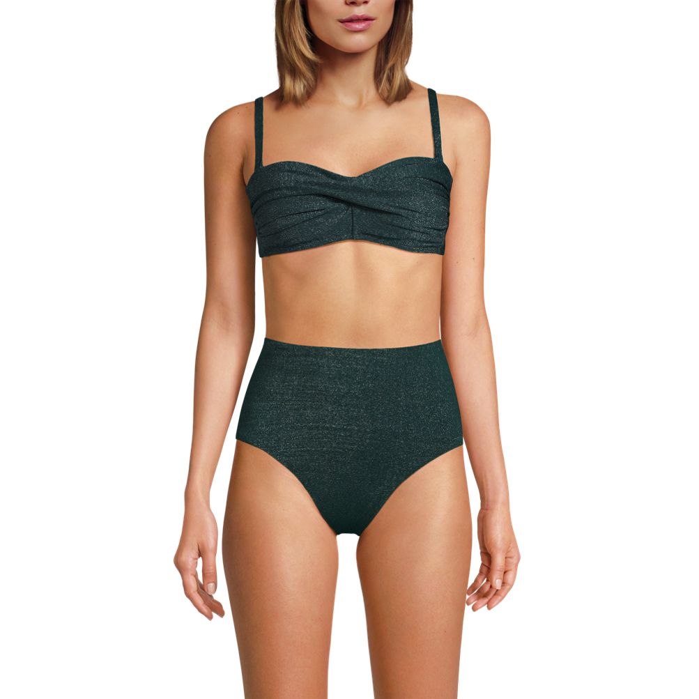 Women's Chlorine Resistant Shine Twist Front Bandeau Bikini