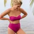 Women's Chlorine Resistant Shine Twist Front Bandeau Bikini Swimsuit Top, alternative image