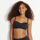 Women's Chlorine Resistant Shine Twist Front Bandeau Bikini Swimsuit Top