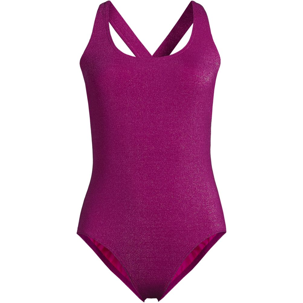 Women's Tugless Shine X-Back One Piece Swimsuit | Lands' End