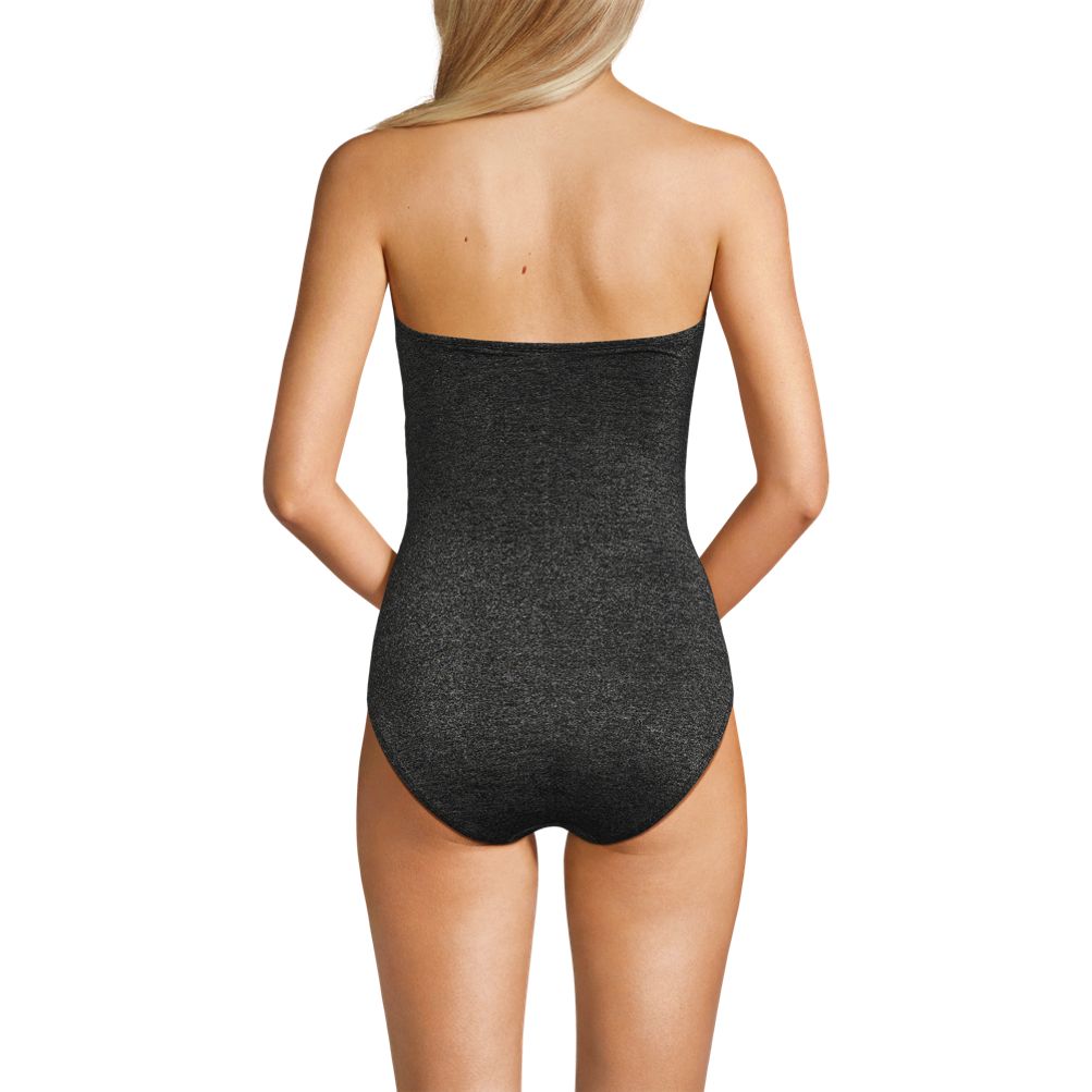Women's Slender Suit Shine Bandeau Tummy Control High Leg